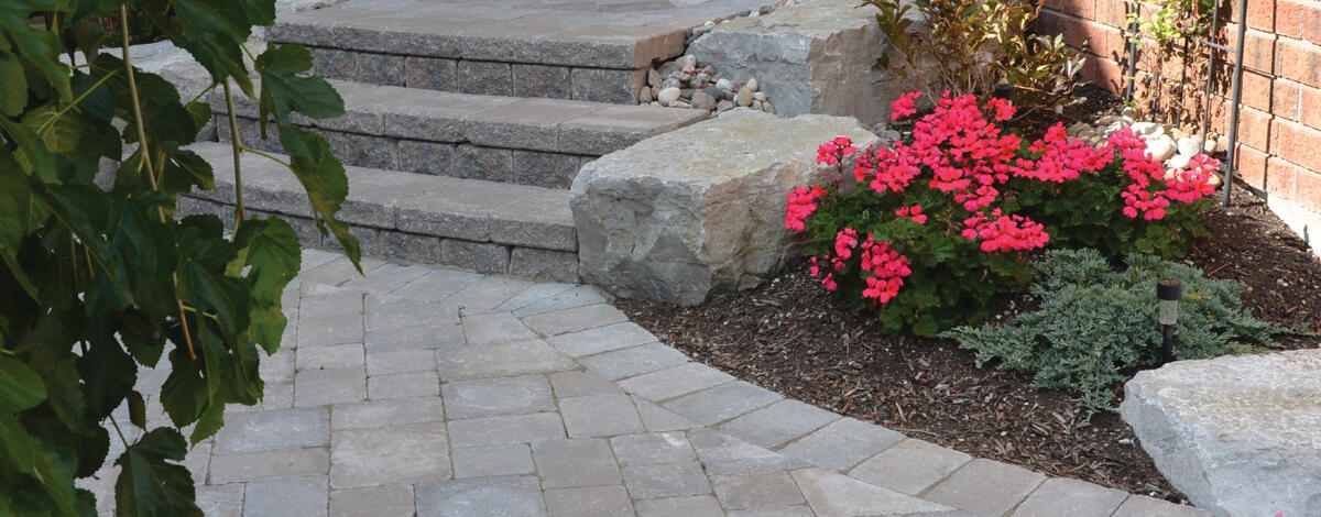 Walkway using Colonnade and Ortana products from Brampton Brick